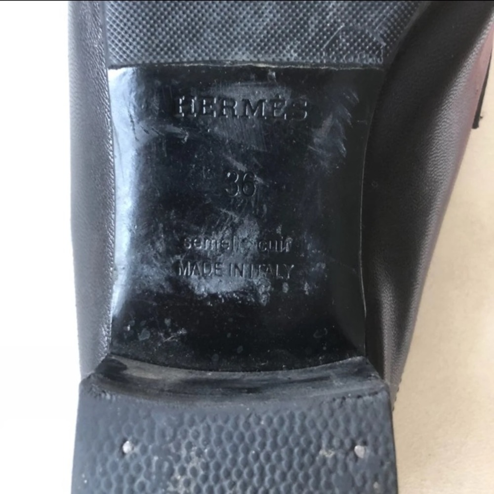 Hermes 36 6 US Rivoli Mules Black Fringe Silver H - Picture 6 of 7